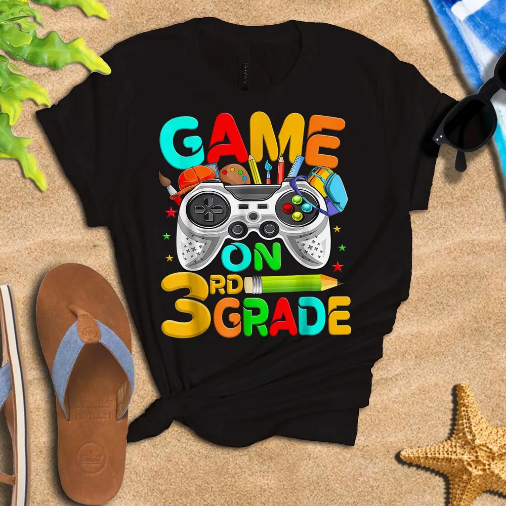 Back To School Game On 3rd Grade Funny Gamer Kids Boys Shirt
