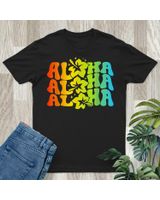 Aloha Hawaiian Flower Hawaii Vacation Women Men Kids Shirt Unisex Standard T-Shirt black s