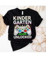 First Day Of Kindergarten Level Unlocked School Gamer Boys Shirt Unisex Standard T-Shirt black s
